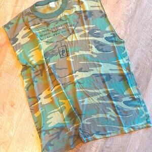 VTG camo sleeveless t shirt USA 60s 70s 80s POW MIA